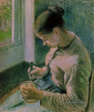 Affe Maler - Bäuerin trinkt ihren Kaffee 1881 Camille Pissarro